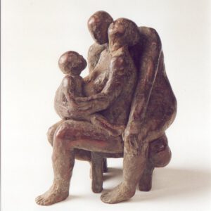 Familie Mutter Vater Kind, Kleinplastik, Bronze