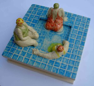 Badende im Schwimmbad Pool Keramik