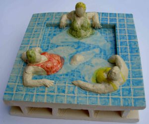 Badende Keramik farbig glasiert Schwimmbad Pool