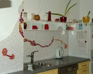 Küche, Mosaikfliesen, Fliesenspiegel, Bruchfliesen