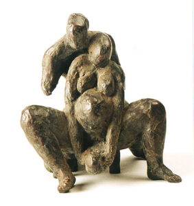Familie Geburt Bronze Kleinplastik