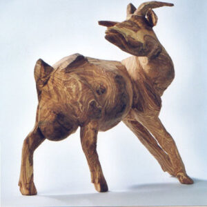 Ziege Holzskulptur, gesägt Kunst Skulptur