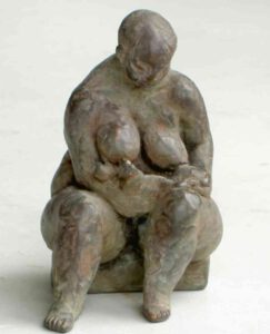 Mutter mit Baby, Stillende Mutterschaft Bronze Kleinplastik